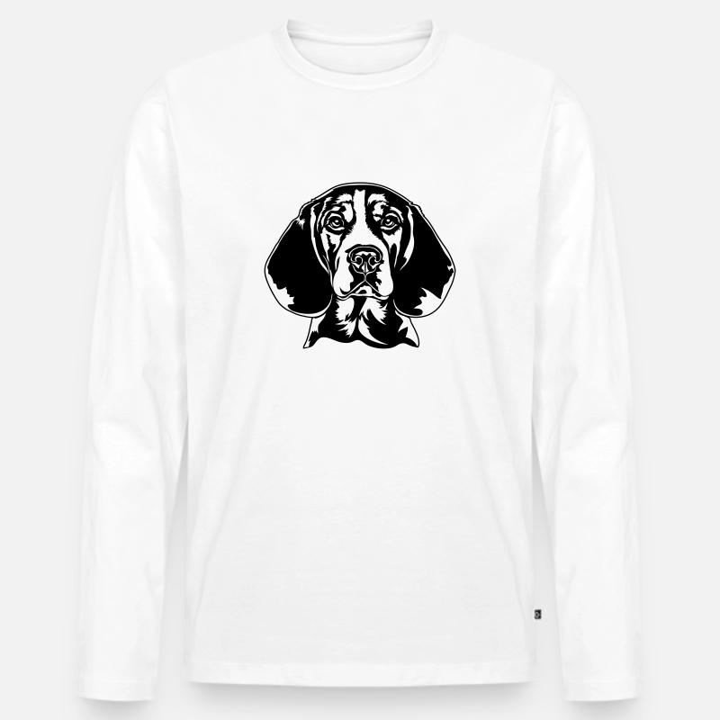 BEAGLE - Männer Premium Bio Langarmshirt - Weiß