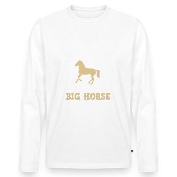 Chemises de cheval enfants · Équitation · Grand cheval - T-shirt manches longues Premium bio Homme - blanc - Devant - Nico (187cm)