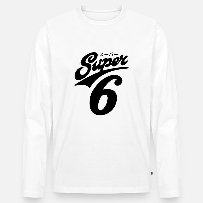 Super 6 - Männer Premium Bio Langarmshirt - Weiß