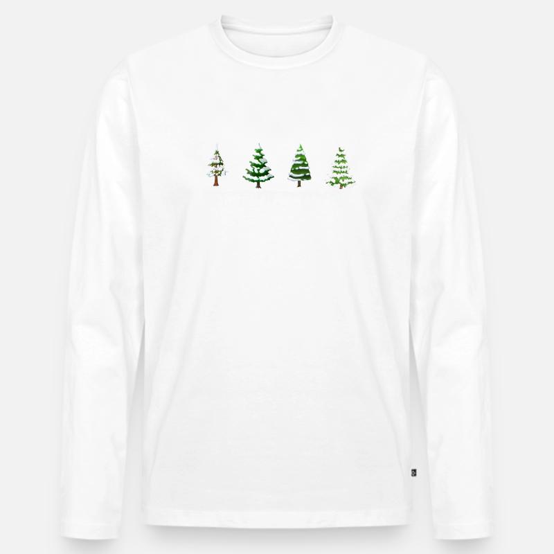 Verschneite Weihnachtsbäume - Männer Premium Bio Langarmshirt - Weiß