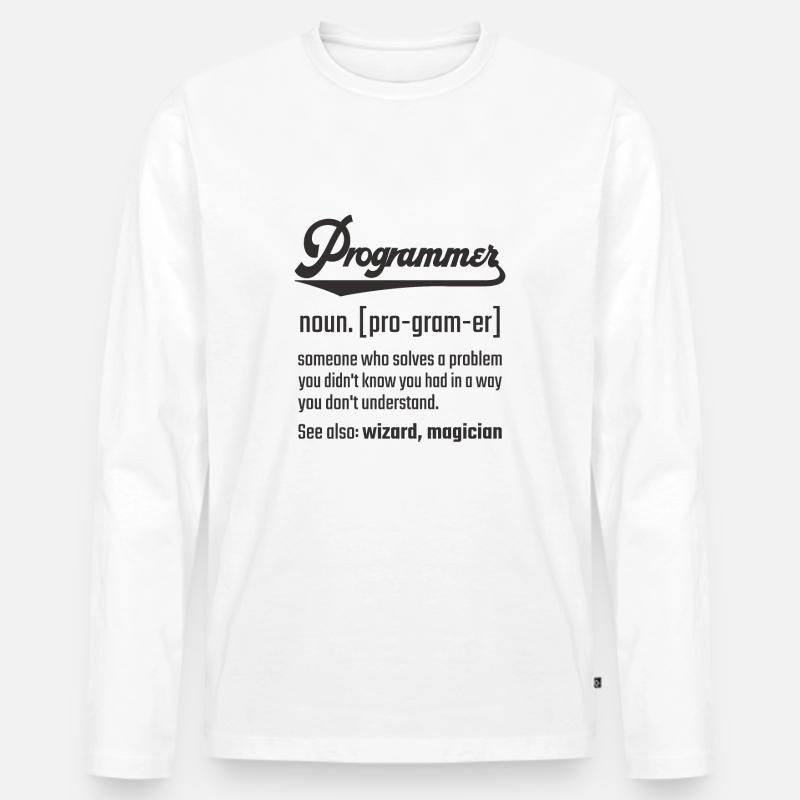 Programmer Programmierer noun Nomen Definition - Männer Premium Bio Langarmshirt - Weiß