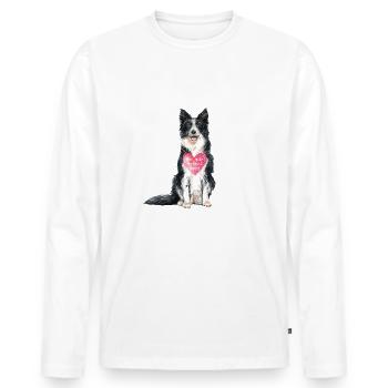 Amour de Border Collie - T-shirt manches longues Premium bio Homme - blanc - Devant - Nico (187cm)