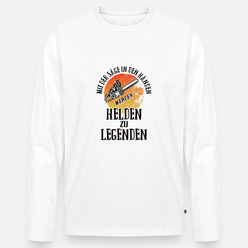 Säge Held Legende - Männer Premium Bio Langarmshirt - Weiß