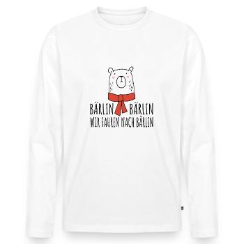 Berlin Hauptstadt Bär | Wir fahren nach Bärlin - Männer Premium Bio Langarmshirt - Weiß - Vorne - Nico (187cm)