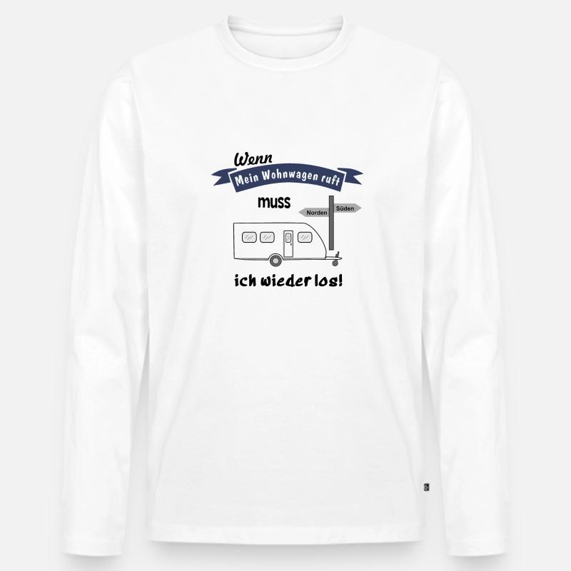 mein wohnwagen ruft - Männer Premium Bio Langarmshirt - Weiß