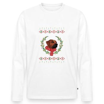 Pull de Noël laid Rhodesian Ridgeback - T-shirt manches longues Premium bio Homme - blanc - Devant - Nico (187cm)