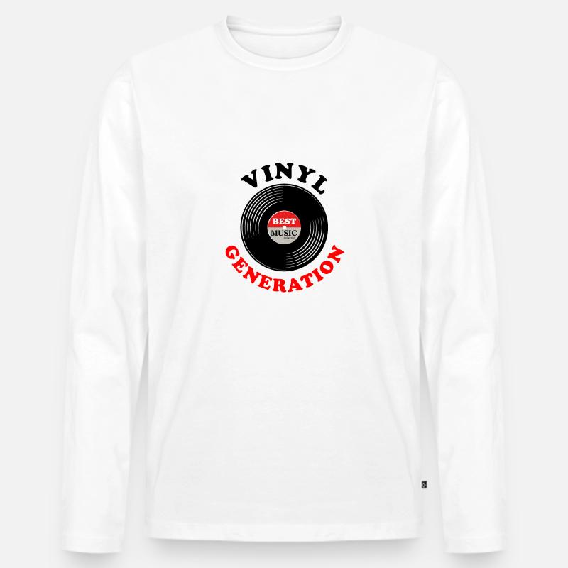 Vinyl Generation - Männer Premium Bio Langarmshirt - Weiß