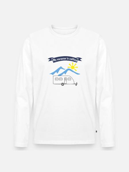 caravan is calling - Männer Premium Bio Langarmshirt - Weiß
