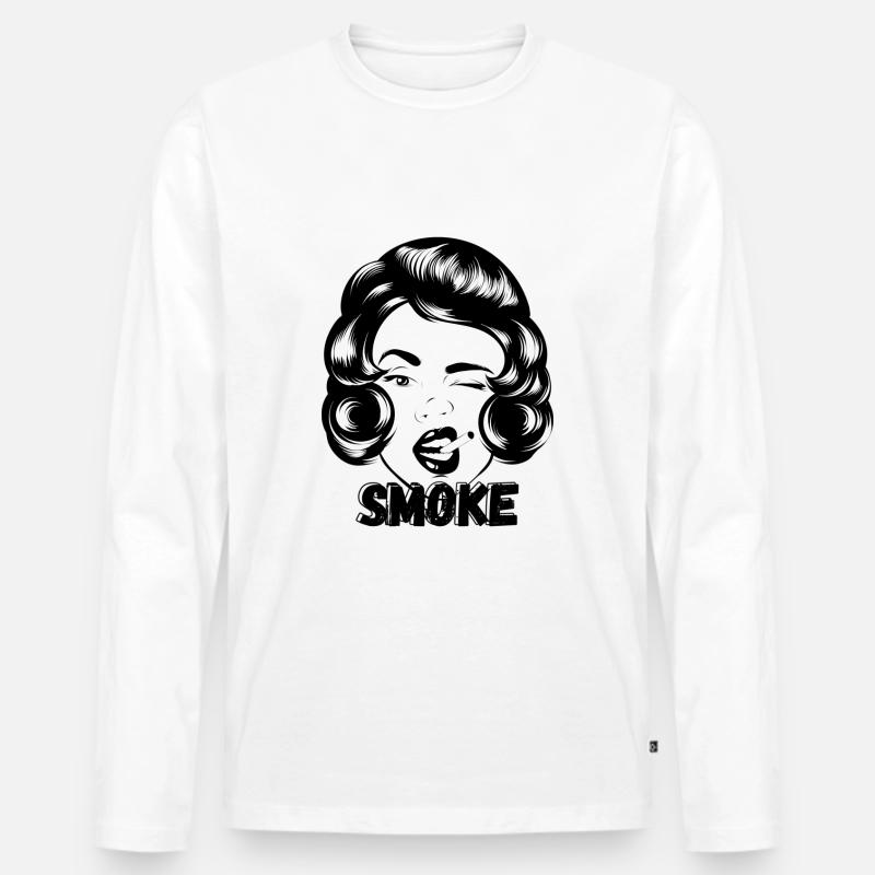 Frau Rauchen 3 - Männer Premium Bio Langarmshirt - Weiß