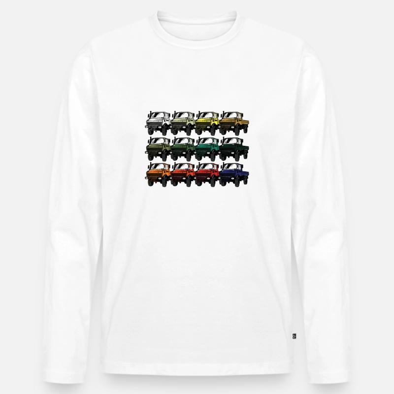 Farbpalette Unimog - Oldtimer - Regenbogen anders - Männer Premium Bio Langarmshirt - Weiß
