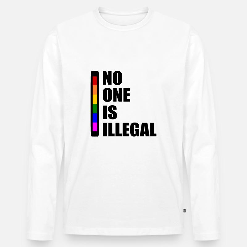 No one is illegal - Männer Premium Bio Langarmshirt - Weiß