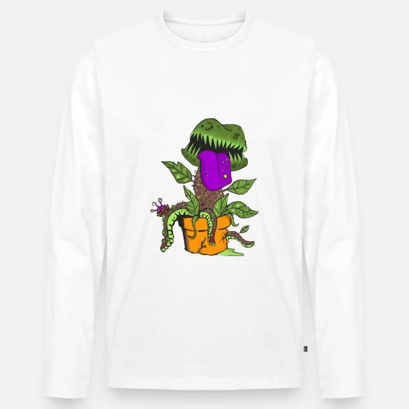 Fleischfressende Pflanze - Männer Premium Bio Langarmshirt - Weiß