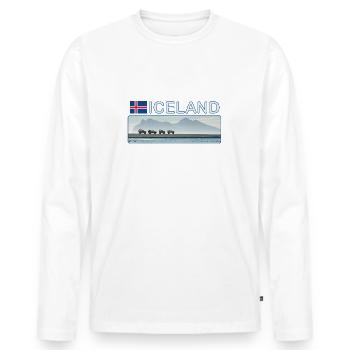 HUH! Freedom #09 (Full Donation) - Men's Premium Organic Long Sleeve Shirt - white - Front - Nico (187cm)