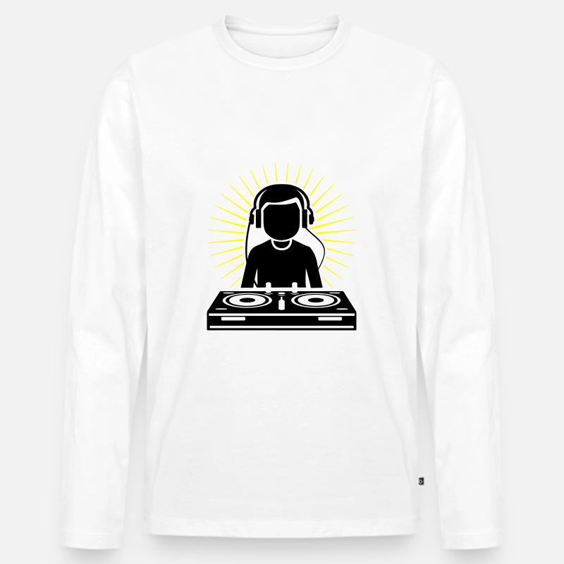 DJ Party Turntables - Männer Premium Bio Langarmshirt - Weiß