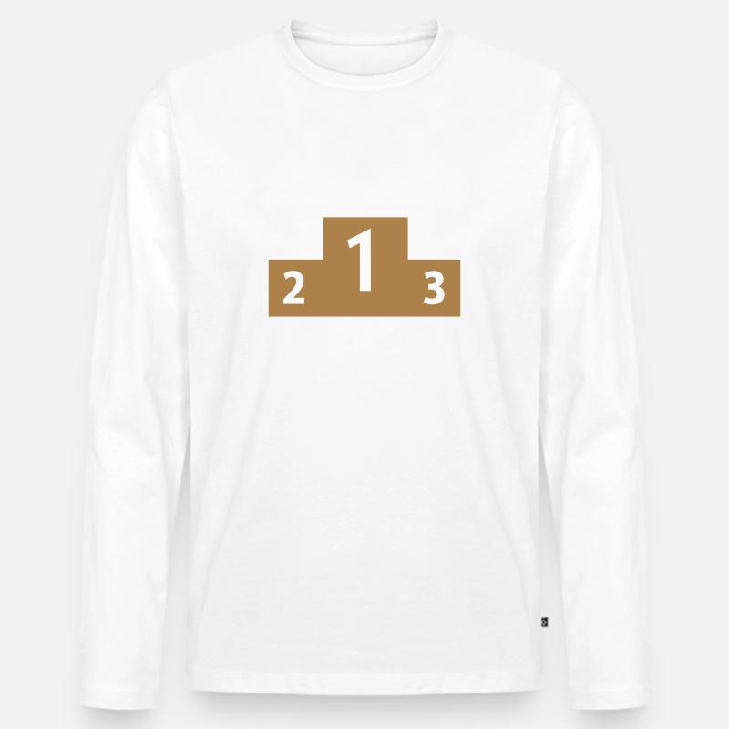 Sieger Podest - Männer Premium Bio Langarmshirt - Weiß