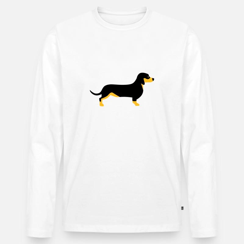 Dackel - Männer Premium Bio Langarmshirt - Weiß