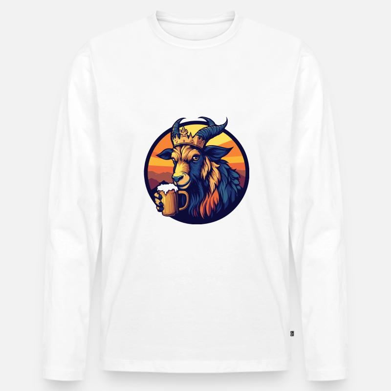Bergziege Bier Comic - Männer Premium Bio Langarmshirt - Weiß