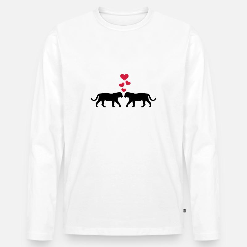 Tiger - Männer Premium Bio Langarmshirt - Weiß