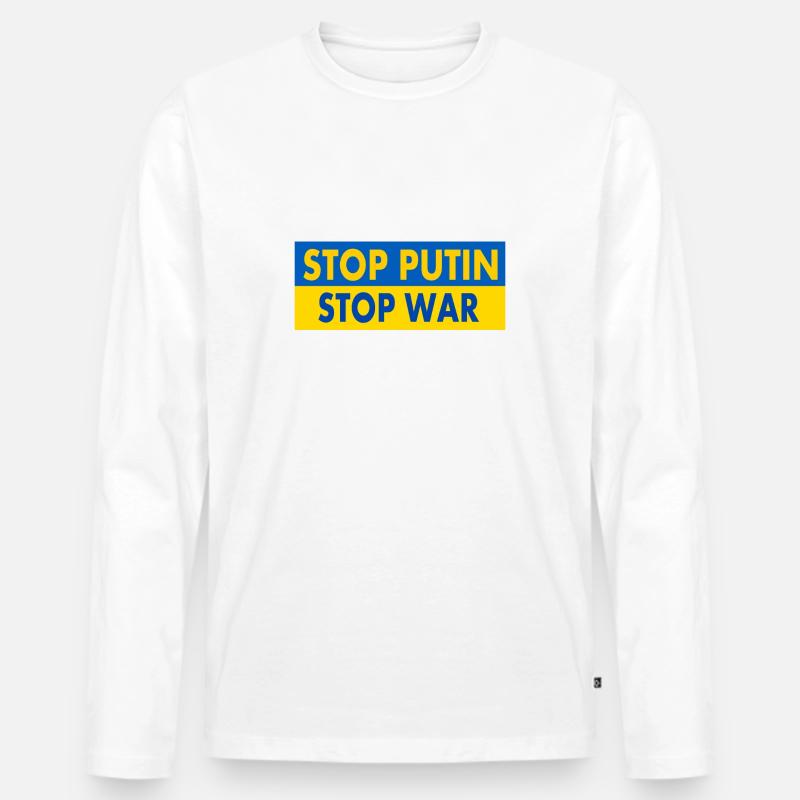 Stop war - Männer Premium Bio Langarmshirt - Weiß