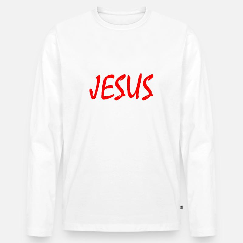 Jesus - Männer Premium Bio Langarmshirt - Weiß