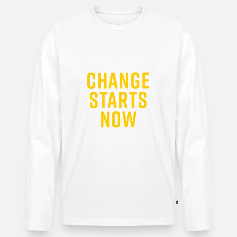 change starts now - Männer Premium Bio Langarmshirt - Weiß