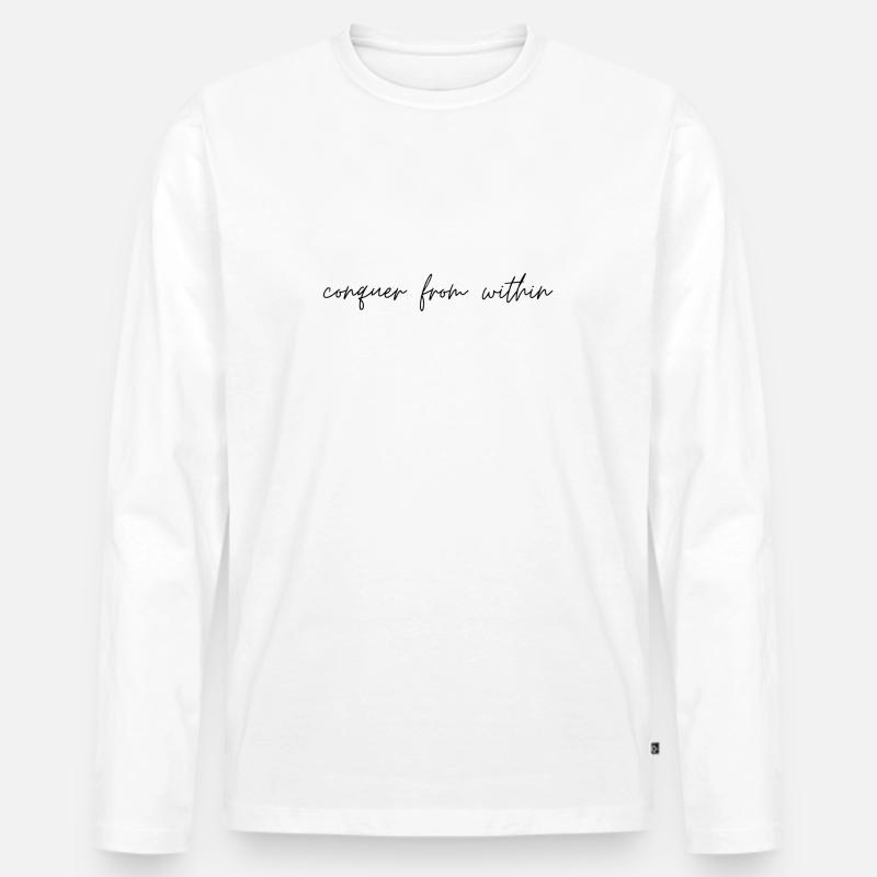 quote conquer from within - Männer Premium Bio Langarmshirt - Weiß