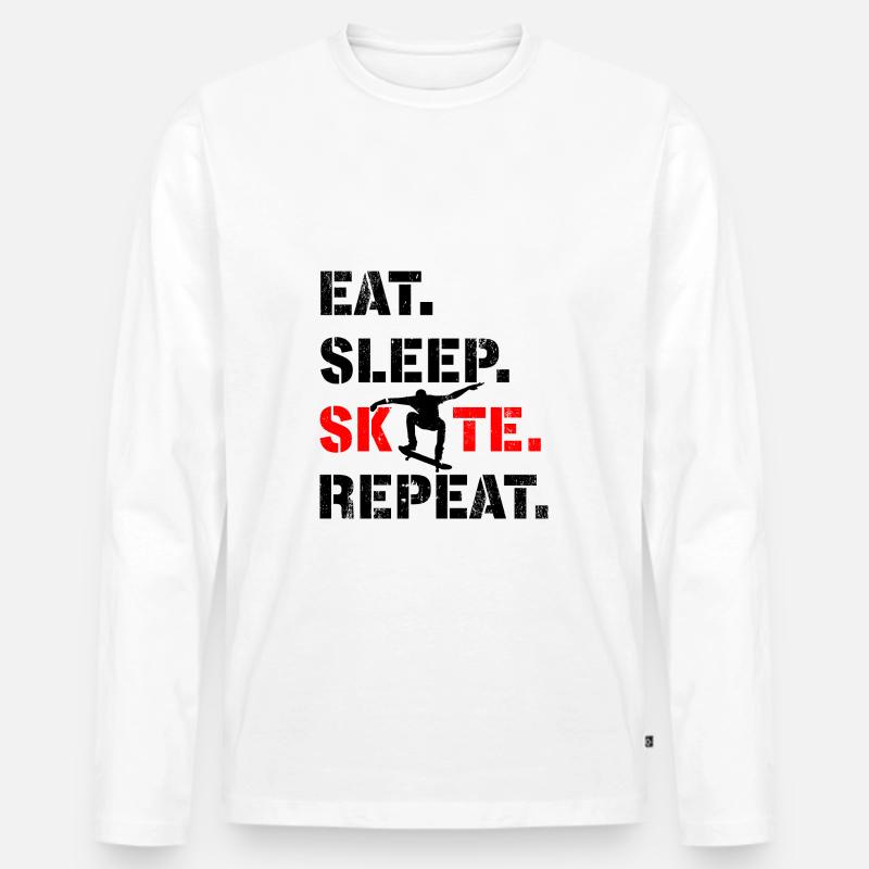 skate - Skateboard - Skater - eat sleep repeat - Männer Premium Bio Langarmshirt - Weiß