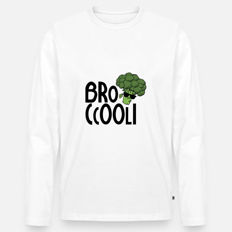 BrocCooLi - Männer Premium Bio Langarmshirt - Weiß