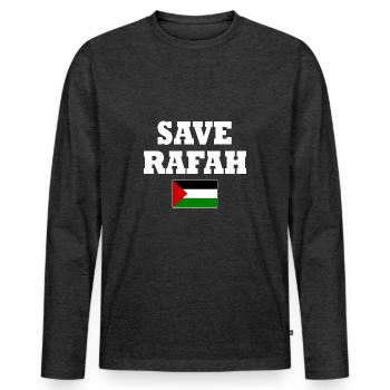 Save rafah - T-shirt manches longues Premium bio Homme - anthracite chiné - Devant - Nico (187cm)