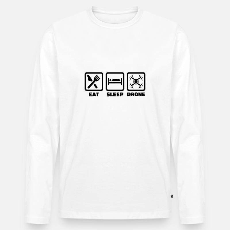 Drohne - Männer Premium Bio Langarmshirt - Weiß