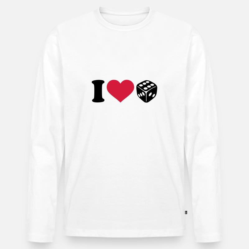 Würfel - Männer Premium Bio Langarmshirt - Weiß