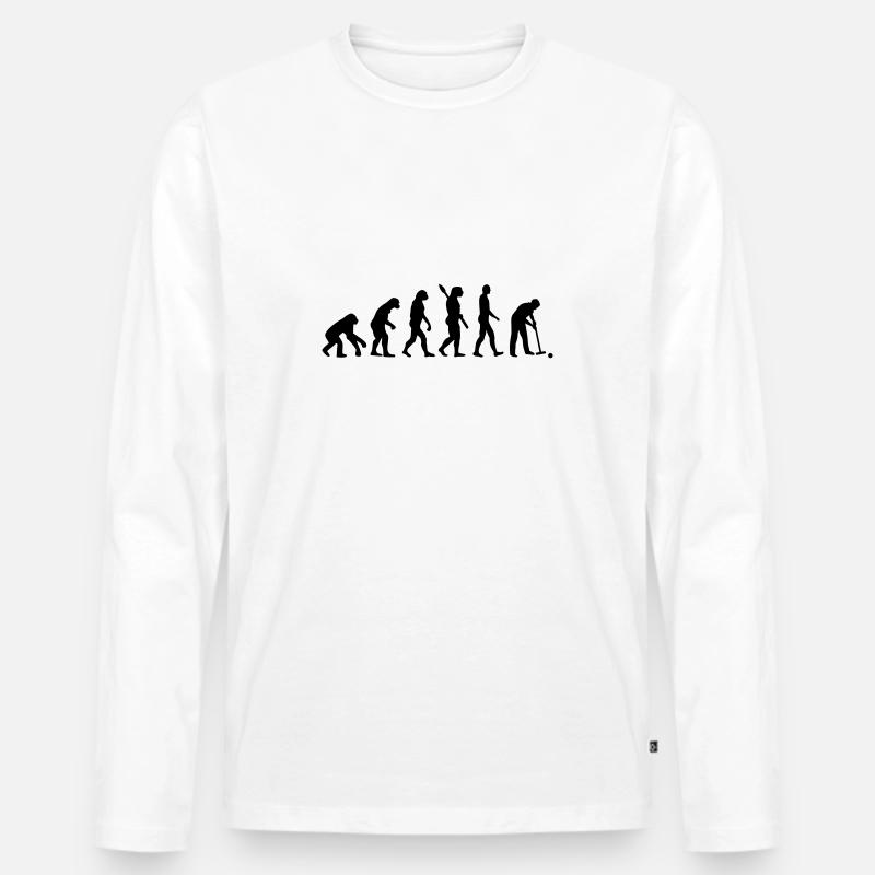 Evolution Krocket - Männer Premium Bio Langarmshirt - Weiß