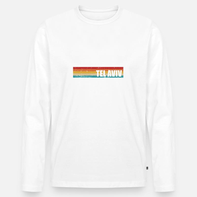 Tel Aviv - Männer Premium Bio Langarmshirt - Weiß