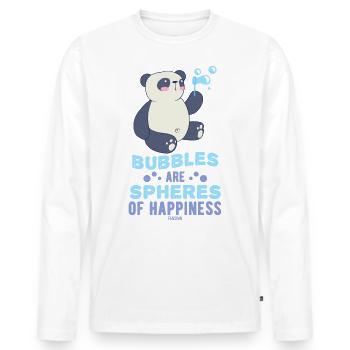 Panda aime les bulles de savon - T-shirt manches longues Premium bio Homme - blanc - Devant - Nico (187cm)