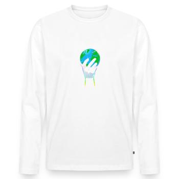 He Supports the World - Finnish - Men's Premium Organic Long Sleeve Shirt - white - Front - Nico (187cm)