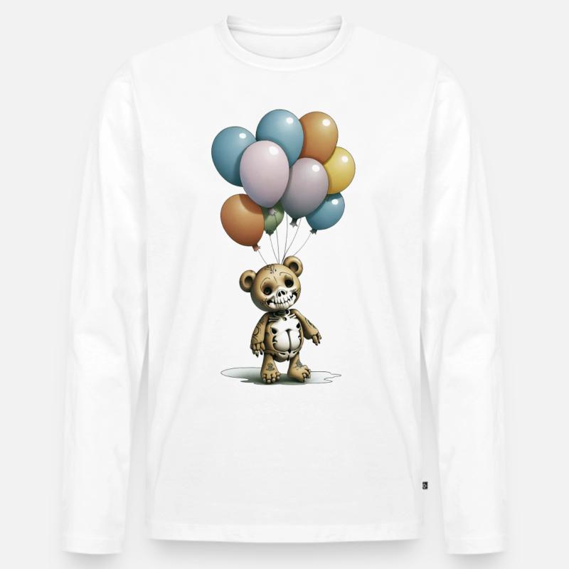 Deadybear - Männer Premium Bio Langarmshirt - Weiß
