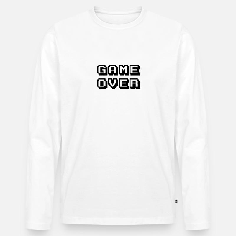 Arcade Game Over schwarz - Männer Premium Bio Langarmshirt - Weiß