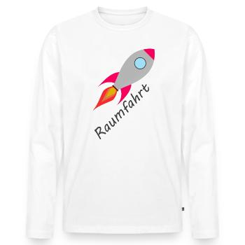 Rakete Rocket Raumfahrt - Männer Premium Bio Langarmshirt - Weiß - Vorne - Nico (187cm)