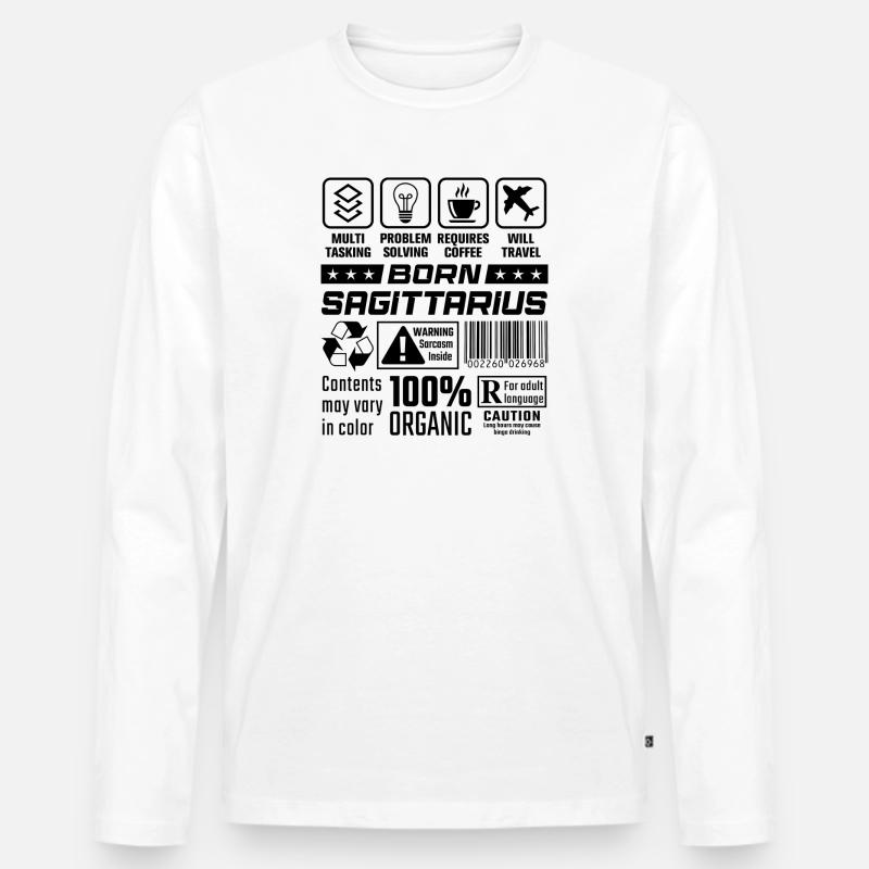 Born Sagittarius Eigenschaften - Männer Premium Bio Langarmshirt - Weiß