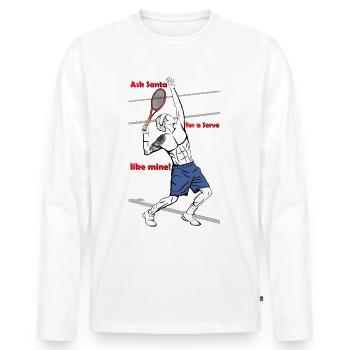 Tenns Serve propulsé par SJ Sports - T-shirt manches longues Premium bio Homme - blanc - Devant - Nico (187cm)