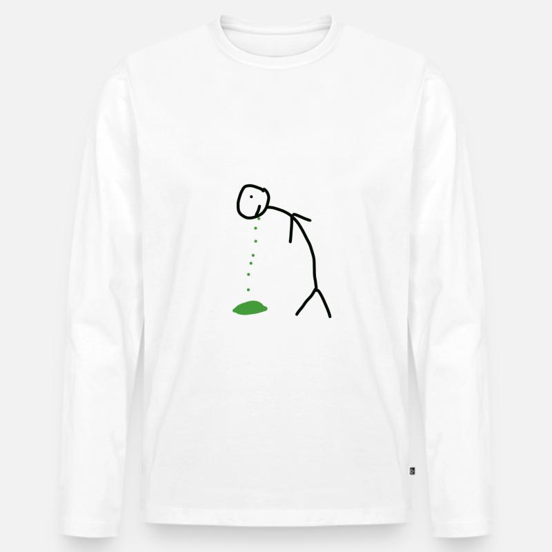 Kotzendes Strichmännchen - Männer Premium Bio Langarmshirt - Weiß