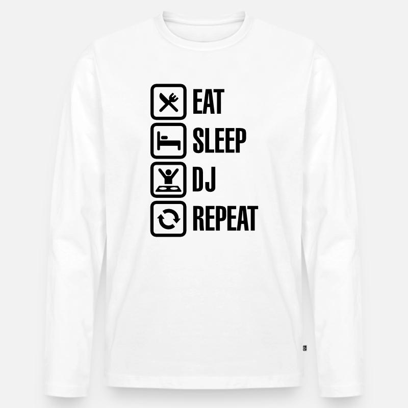 Eat Sleep DJ Repeat - Männer Premium Bio Langarmshirt - Weiß