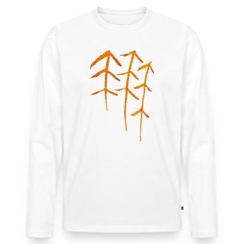 Fir Runes / Forest Symbol - Men's Premium Organic Long Sleeve Shirt - white - Front - Nico (187cm)
