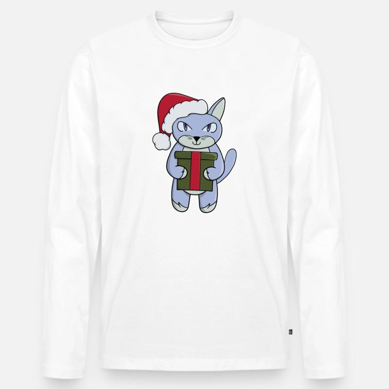Ein Geschenk vom Weihnachtsmann - Männer Premium Bio Langarmshirt - Weiß