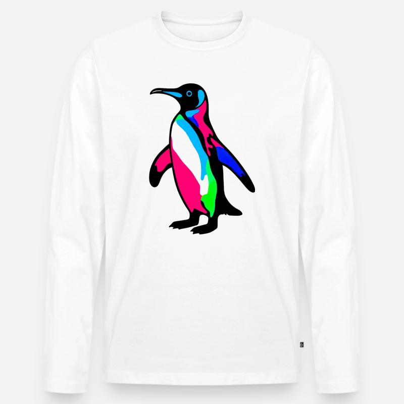Pinguin - Männer Premium Bio Langarmshirt - Weiß