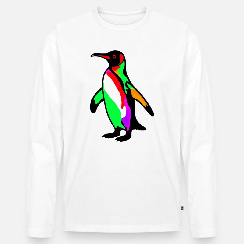 Pinguin - Männer Premium Bio Langarmshirt - Weiß