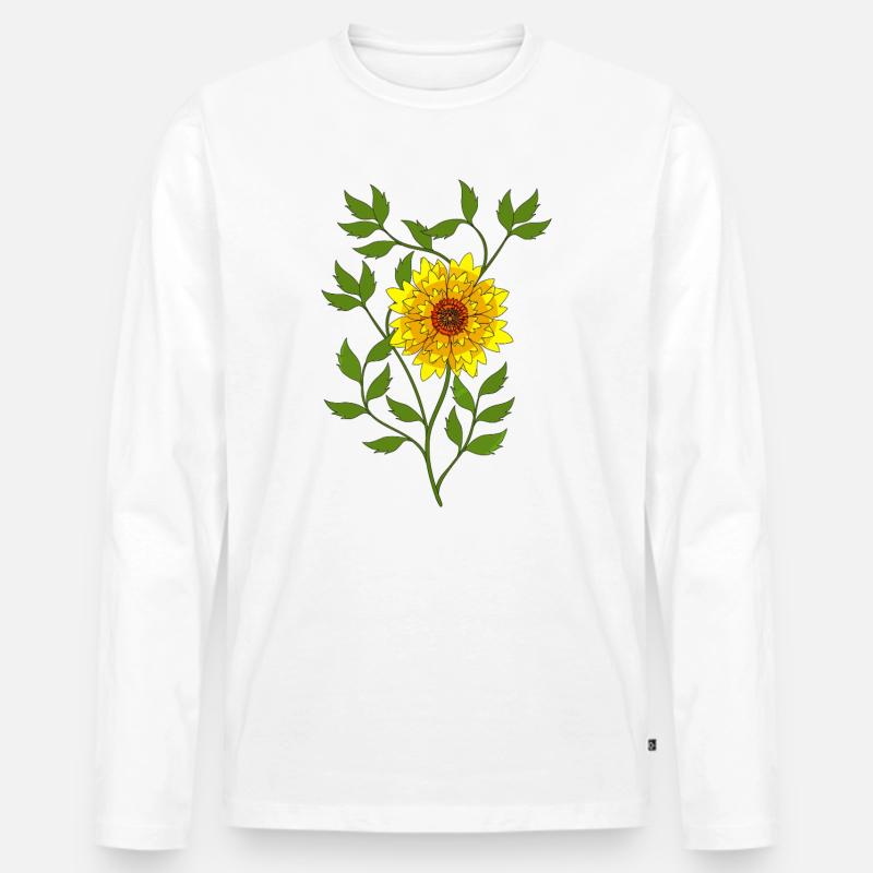 Blume - Männer Premium Bio Langarmshirt - Weiß