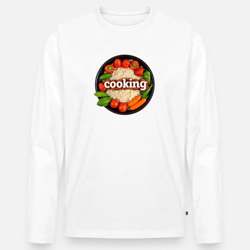 Kulinarisches Kochen mit Frischem Gemüse - Männer Premium Bio Langarmshirt - Weiß