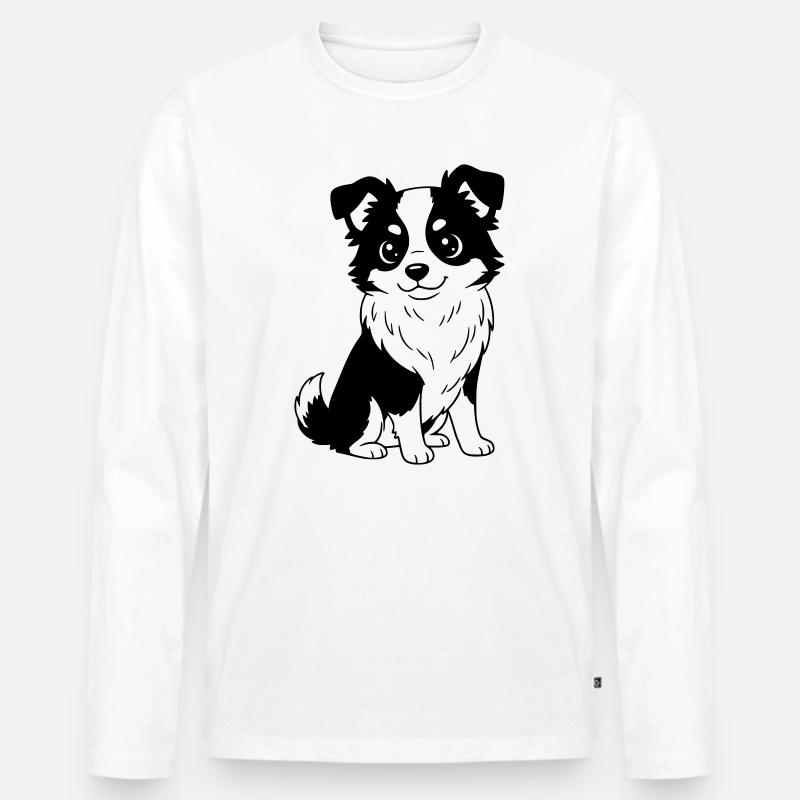 Australian Shepherd - Aussi - schwarzweiß - Männer Premium Bio Langarmshirt - Weiß