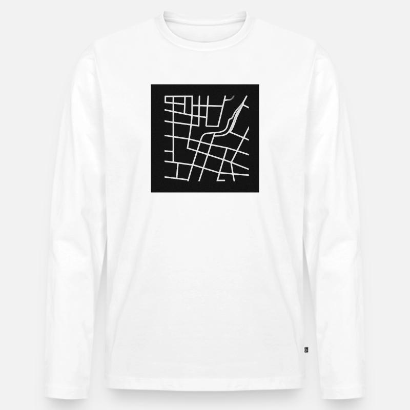 Geometrischer Stadtplan mit Linie - Männer Premium Bio Langarmshirt - Weiß